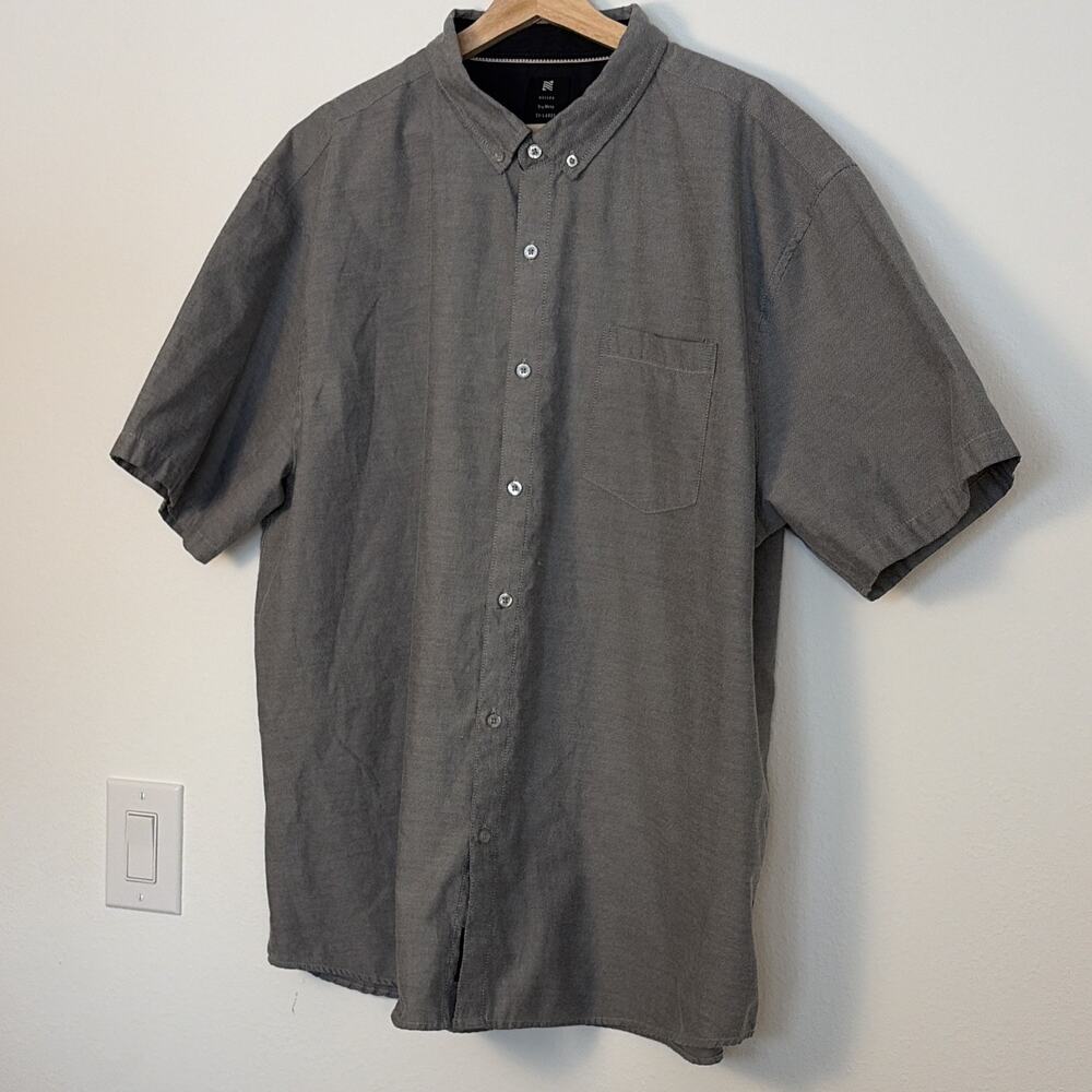 Visive Men’s 2XL Gray Solid Button-Up Short Sleeve Button-Down Collar Pocket